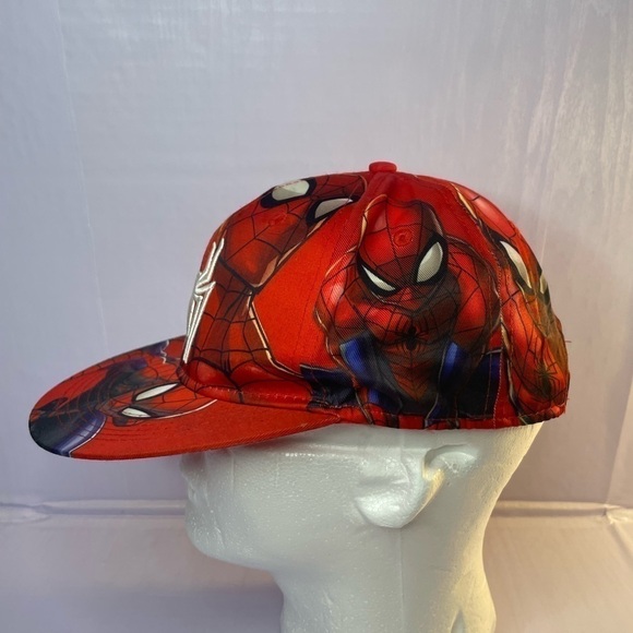 MARVEL SPIDERMAN Flat Bill Snapback Hat Cap Red Blue Webslinger - Picture 3 of 5